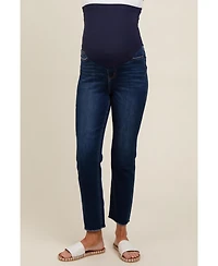 Pinkblush Maternity Navy Blue Cut Hem Slim Straight Jeans