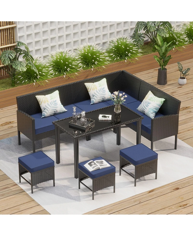 Clihome Small space patio furniture 7-piece outdoor set
