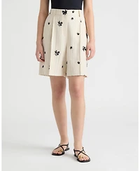 Nvlt Women's Embroidered Stripe Bermuda Short