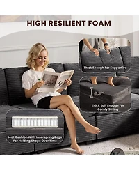 Xizzi Modular Sectional Sofa Middle Seat Module, 32.7" for Diy Combination L U V Shaped, Plush Corduroy Loveseat Chair Living Room