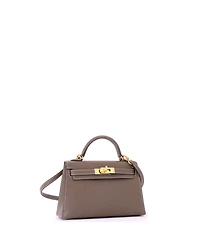 Pre-Owned HERMES Kelly 20 Handbag Grey Epsom with Gold Hardware