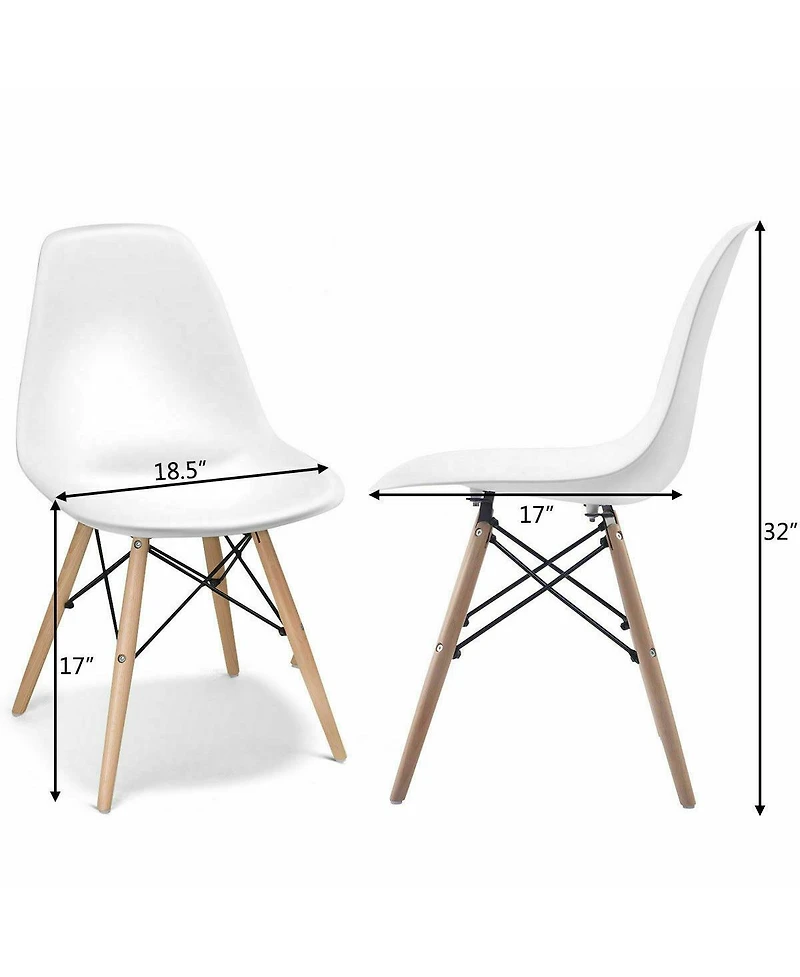 Gymax Set of 2 Dining Chairs Mid Century Modern Wooden Legs Kitchen Living Room