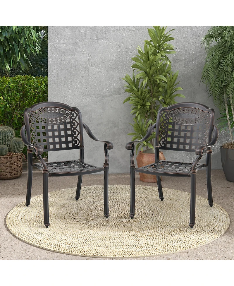 Gymax 2 Pieces Cast aluminum patio chair bistro dining chair outdoor cast aluminum chair