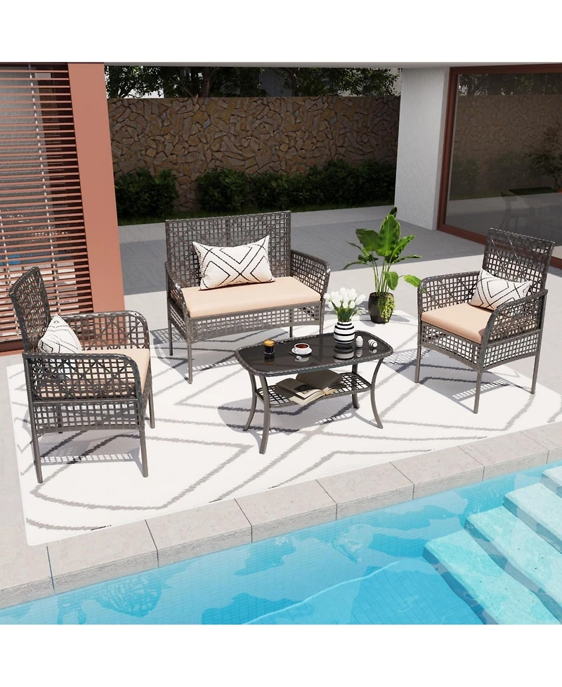 Clihome 4 Pieces Outdoor Patio Furniture Set