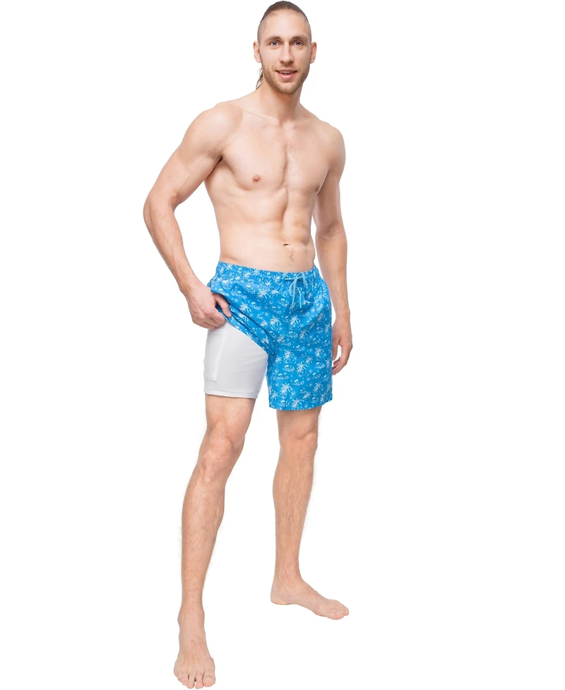 Rokka&Rolla Men's Compression Liner Swim Trunks with Back Zipper Pocket