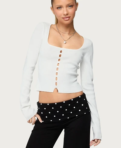 Edikted Women's Deane Button Cutout Square Neck Top