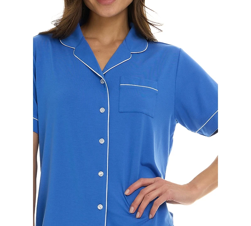 Flora by Nikrooz Women's Annie Notch Top and Capri Pajama 2 Piece Set