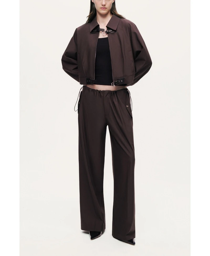 Nocturne Women's Buckle Detail Cropped Zip Jacket