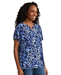 Jones New York Petite Regular Fit Short-Sleeve Round Neck Jersey