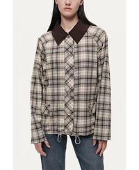 Nocturne Women's Checked Contrast Collar Jacket