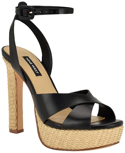 Nine West Women's Weston Criss-Cross Round Toe Platform Sandals