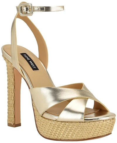 Nine West Women's Weston Criss-Cross Round Toe Platform Sandals