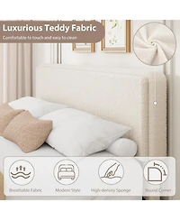 gaomon Teddy Fleece Bed Frame, Cloud Cream Bed Frame with 2 Storage Drawer and Adjustable Headboard, Soft Teddy Fabric, Easy Assembly