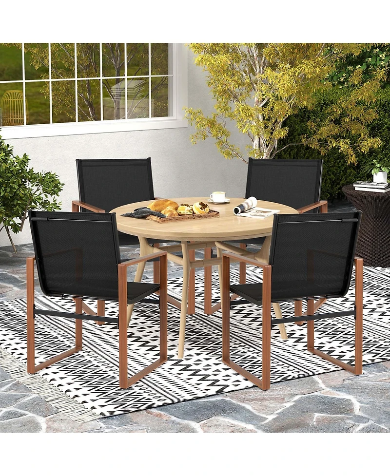Gymax 4 Pcs Outdoor Dining Chairs Patio Furniture Chair w/ Breathable Seat and Backrest