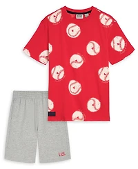 Scotch & Soda Boys' 8-16 Crewneck T-Shirt and Shorts, 2-Piece Set