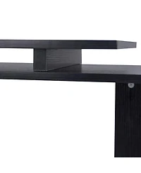 Homcom Rotating Corner Table Shelf Combo L-Shaped I-Shape Home Office, Black