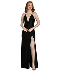 Morgan & Company Juniors' Side-Slit X-Back Gown