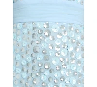 Morgan & Company Juniors' Sequin Paillettes Front-Side Slit Long Gown