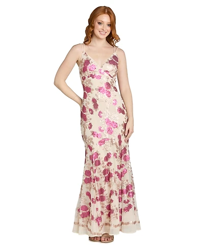 Morgan & Company Juniors' Floral Beaded Long Gown