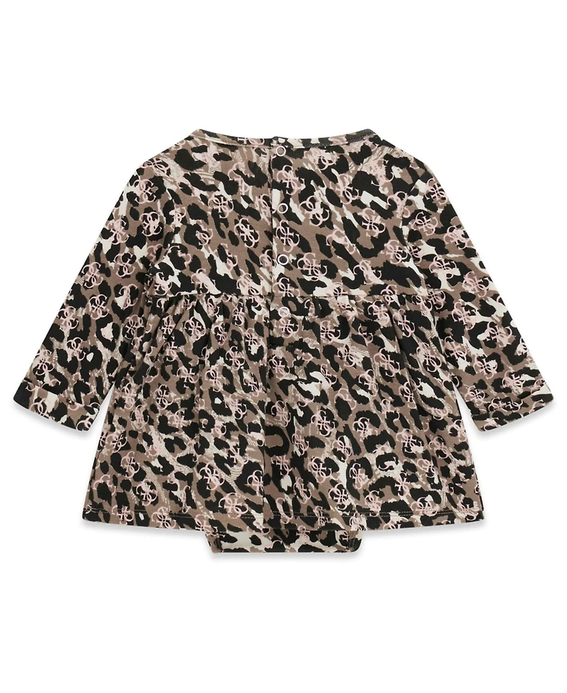 Guess Baby Girls' Interlock Long-Sleeve Bodysuit Dress