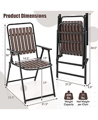 Gymax 4 pcs Patio Folding Chairs Portable Outdoor Dining Chairs w/ Pp Seat & Back