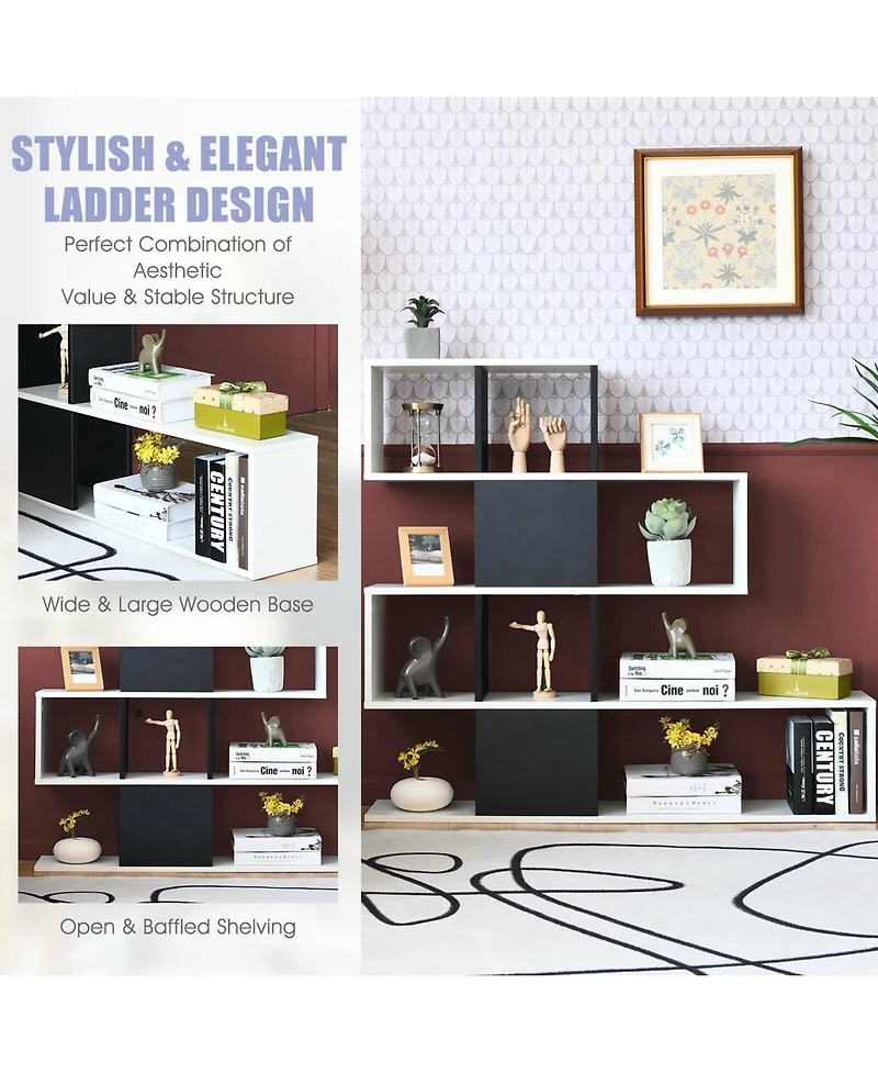 Gymax 5-Tier Bookshelf Corner Ladder Bookcase Display Storage Rack