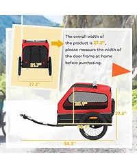 PawHut Dog Bike Trailer, Dog Trailer w/ Flip-Down Ramp Tailgate,