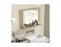 Slickblue 23.5x17.5 Inch Rectangle Bathroom Mirror with Wood Shelf