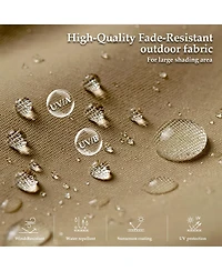 Homsee 15 ft. Double Sided Umbrella Outdoor Patio with 36 Led Solar Lights, Base and Sand Bag