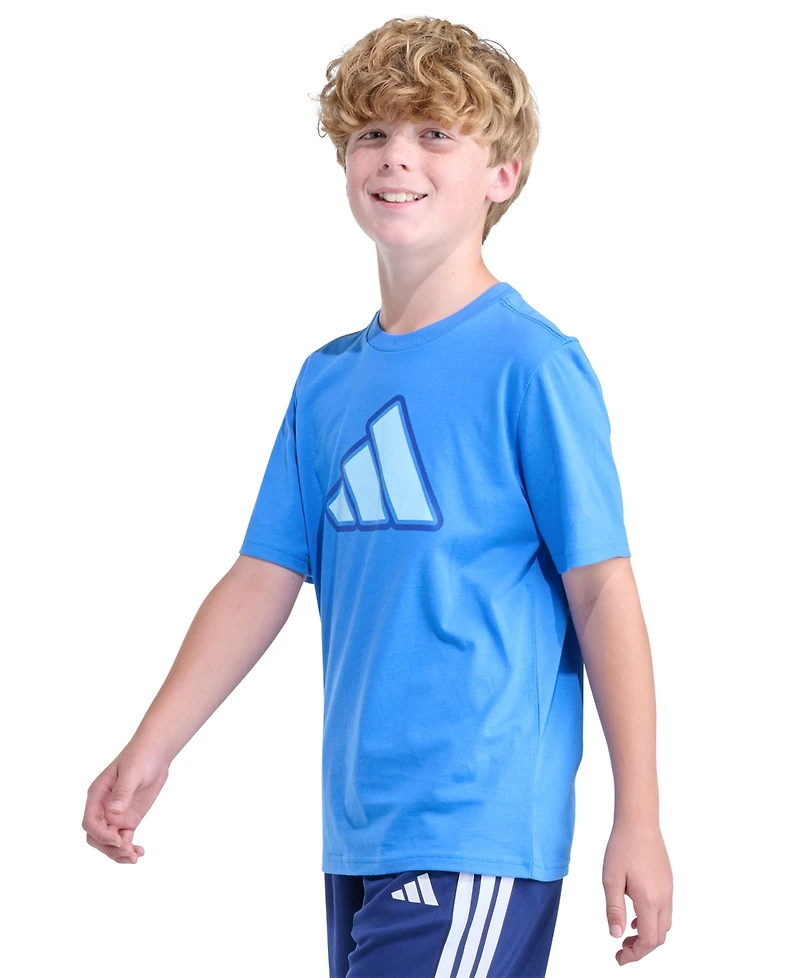 adidas Boys' 8-20 Short-Sleeve Two Color Logo T-Shirt