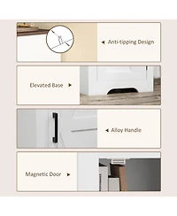 Homcom Farmhouse Storage Cabinet with Adjustable Shelf Barn Door,