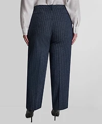 Dkny Plus Mid-Rise Pinstripe Pleated Trouser
