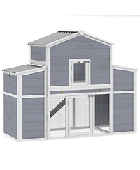PawHut arge Chicken Coop, Wooden Chicken House with 2 Nesting Boxes