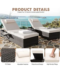 gaomon Outdoor Chaise Lounge Set of 2, 5-Position Adjustable Pe Wicker Sun Loungers with Thick Quick-Dry Cushions for Poolside Patio Backyard