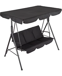 gaomon 3-Seat Patio Swing Chair with Adjustable Canopy and Thick Waterproof Cushions, Outdoor Steel Frame Porch Swing for Garden, Lawn, Backyard