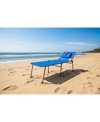 gaomon Tanning Chair with Face Hole Folding Beach Lounge Chair,5-Position Adjustable Backrest, Pillow & Side Pocket
