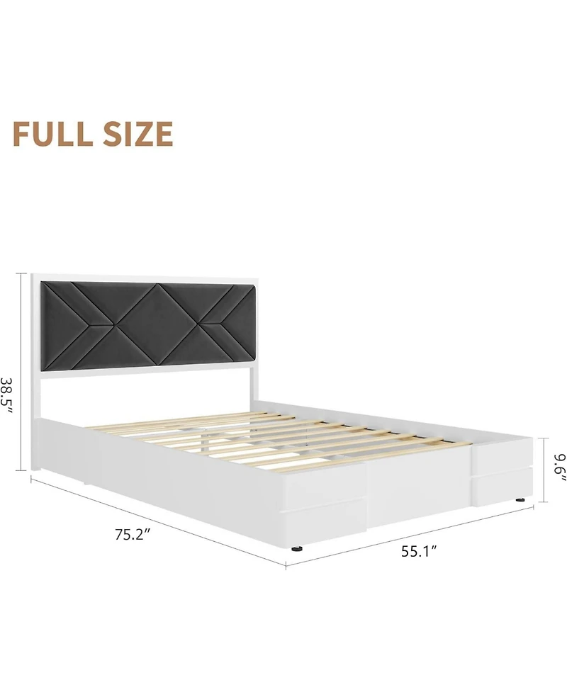 gaomon Upholstered Bed Frame, Tufted Design Soft Headboard, Wooden Slat Support, Mattress Foundation No Box Spring Needed