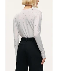 Nocturne Women's Embellished V-Neck Long-Sleeve Bodysuit