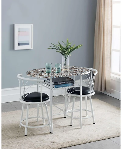 Kings Brand Furniture Compact Dinette Set with Drop Leaf Table and 2 Comfortable Chairs