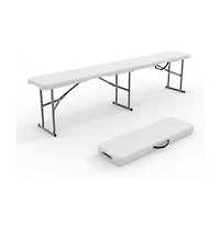 gaomon 6 Foot Portable Folding Bench, Fold in Half Design, Foldable Plastic Bench with Hdpe Seat Carrying Handle