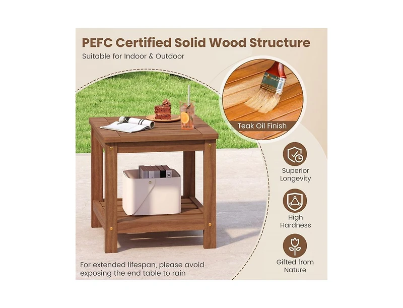 Slickblue Patio 2-Tier Outdoor Side Table with Lower Storage Shelf