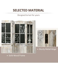 Homcom 4 Panel Room Divider, Farmhouse Folding Black Board Privacy Screen, Natural