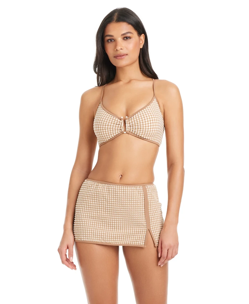 Sanctuary Women's Check Me Out High-Rise Swim Skirt