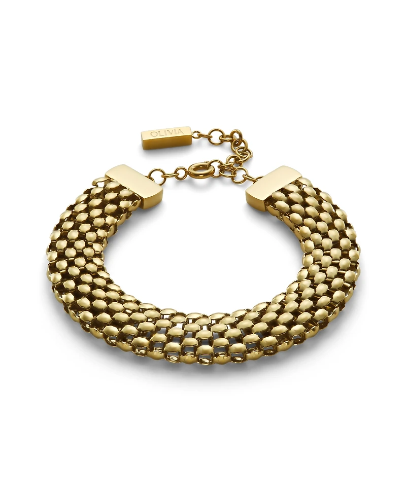 Olivia Burton Women's Chequerboard Link Gold Tone Stainless Steel Bracelet