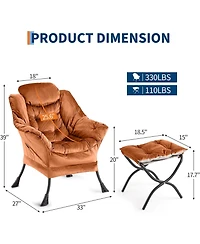 gaomon Lazy Chair with Ottoman, Modern Lounge Leisure Sofa Armchair with Footrest,Reading Armchair with Side Pocket for Living Room, Bedroom