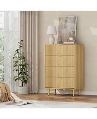 gaomon Fluted Dresser for Bedroom with 4 Drawers, 36.9" Tall Modern Chest of Drawers with Metal Handle