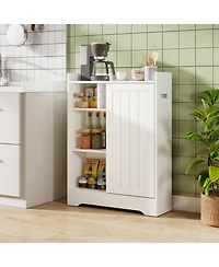 Gymax Bathroom Floor Cabinet w/2 Sliding Doors & Adjustable Shelves for Small Spaces