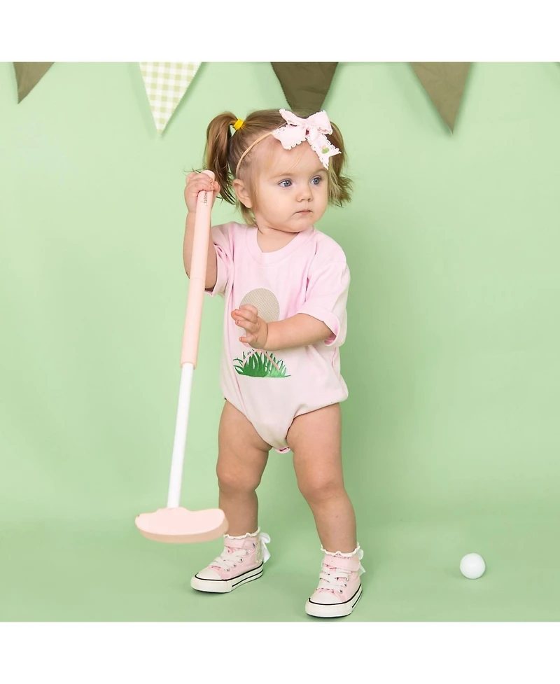 Sweet Wink Baby Girls Golf Tee Bow Patch Short Sleeve Romper