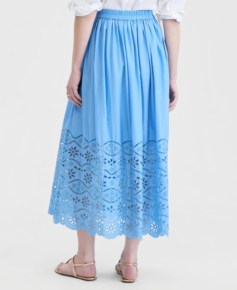 On 34th Women's Cotton Solid Eyelet Midi Skirt, Macy's Exclusive