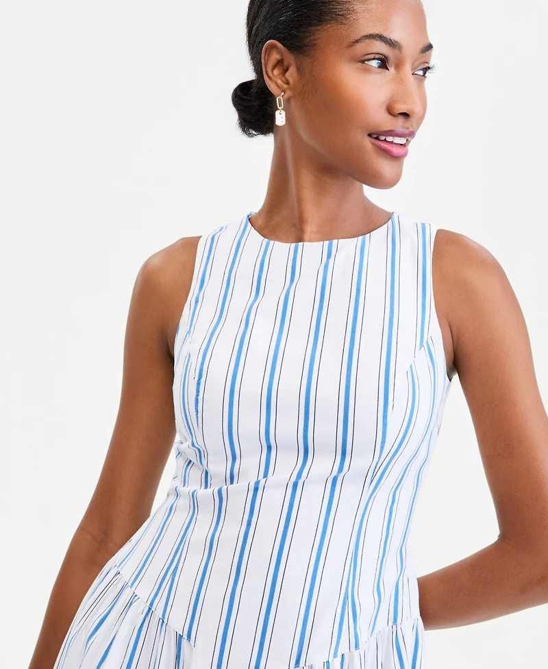 On 34th Women's Cotton Bayside Stripe Drop-Waist Midi Dress, Macy's Exclusive